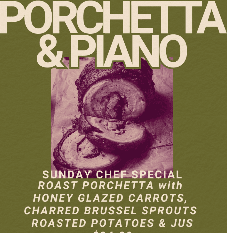 'Sunday Roast' Porchetta, Pool & Piano poster